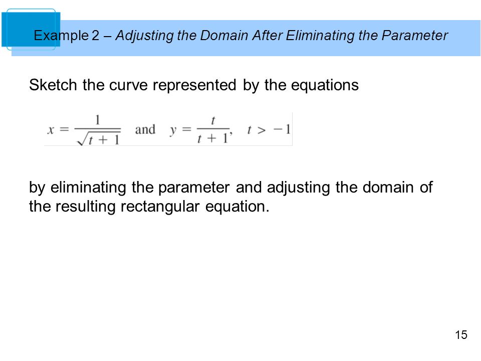 eliminate the parameter and write a rectangular equation
